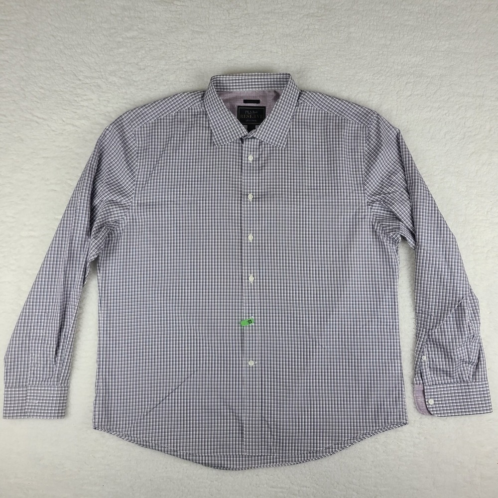 Jos A Bank Reserve Shirt Mens 2XL XXL Blue Purple Tailored Fit Egyptian Cotton